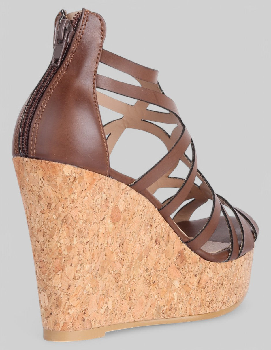 Sandalias con plataforma Daril en Piel vegana - Café