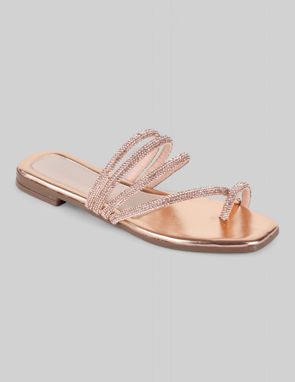 Sandalias de piso Exterior Sintético Color Dorado Para Mujer De RBBASICS