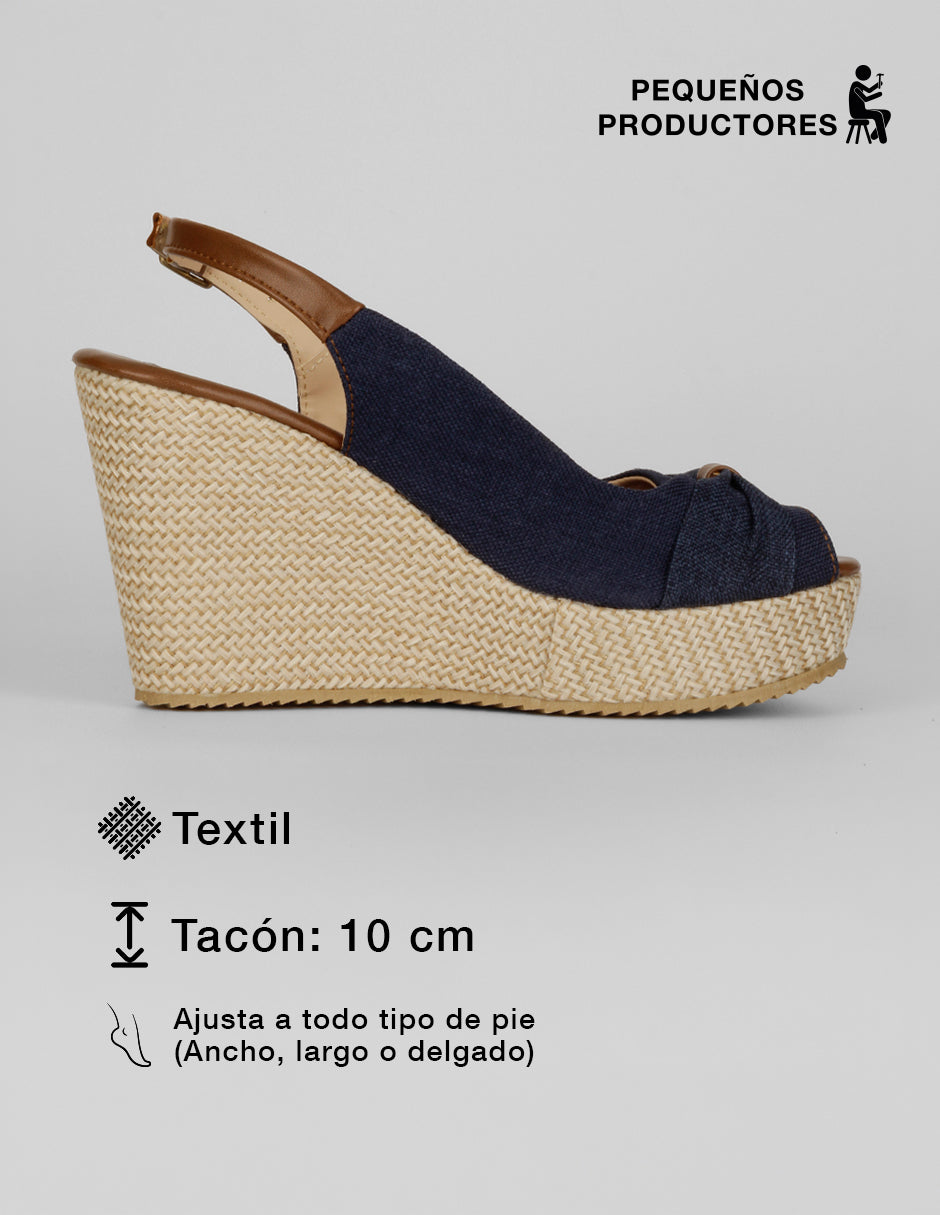 Sandalias con plataforma Naia en Textil – Azul