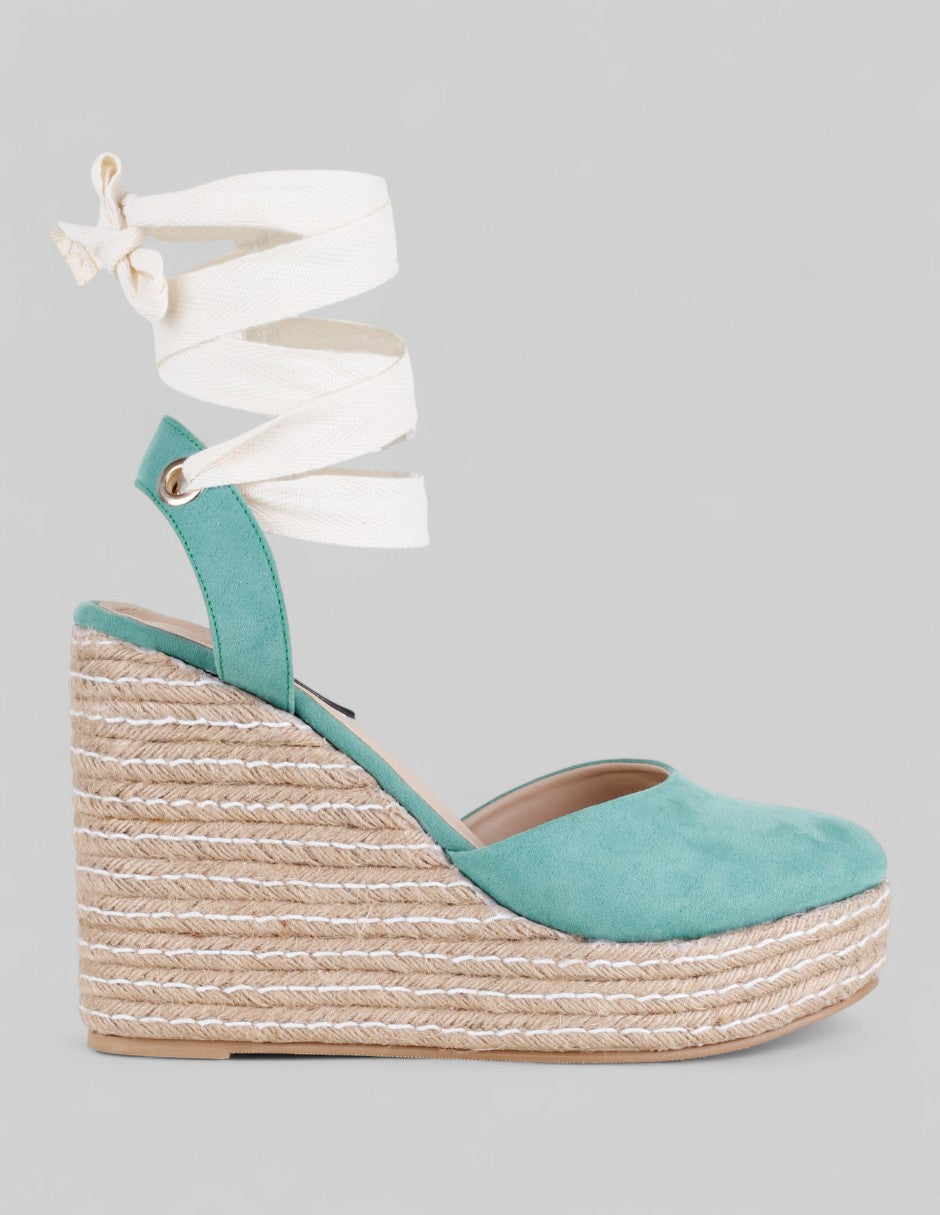 Tacón puente Naia en Gamuza – Verde