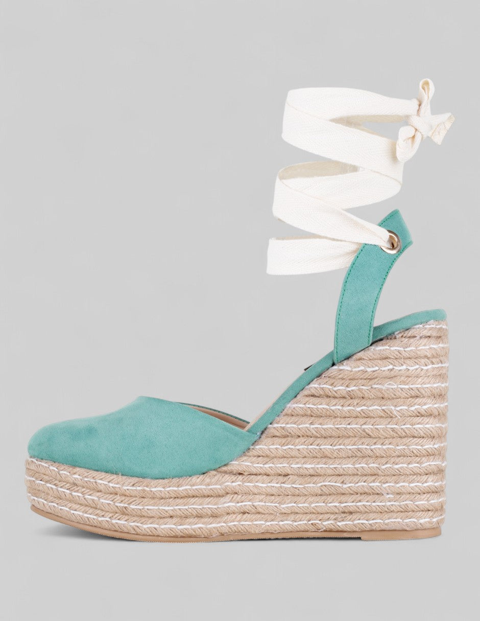 Tacón puente Naia en Gamuza – Verde