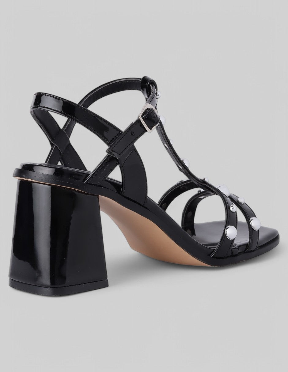 Sandalia con tacón Glam en Charol - Negro