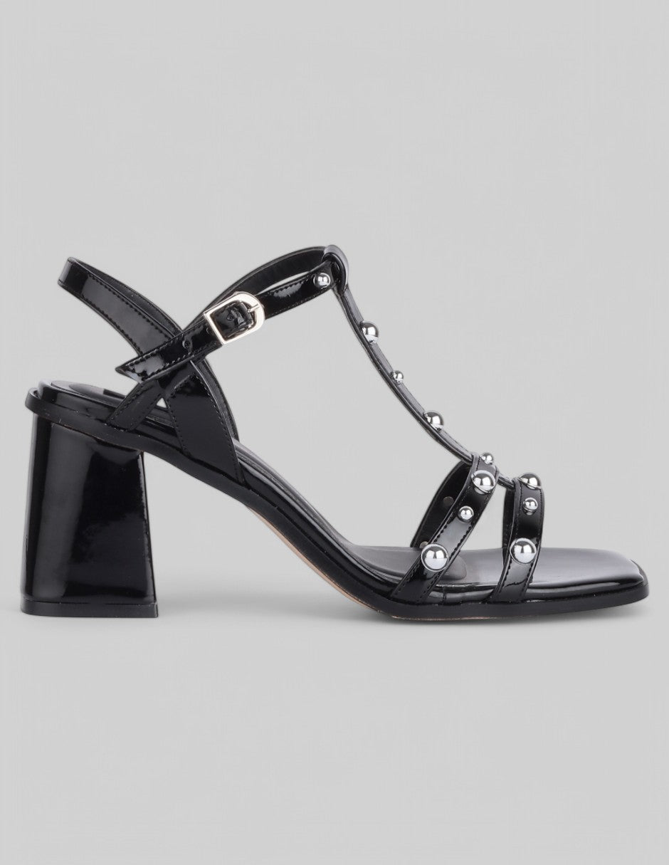 Sandalia con tacón Glam en Charol - Negro