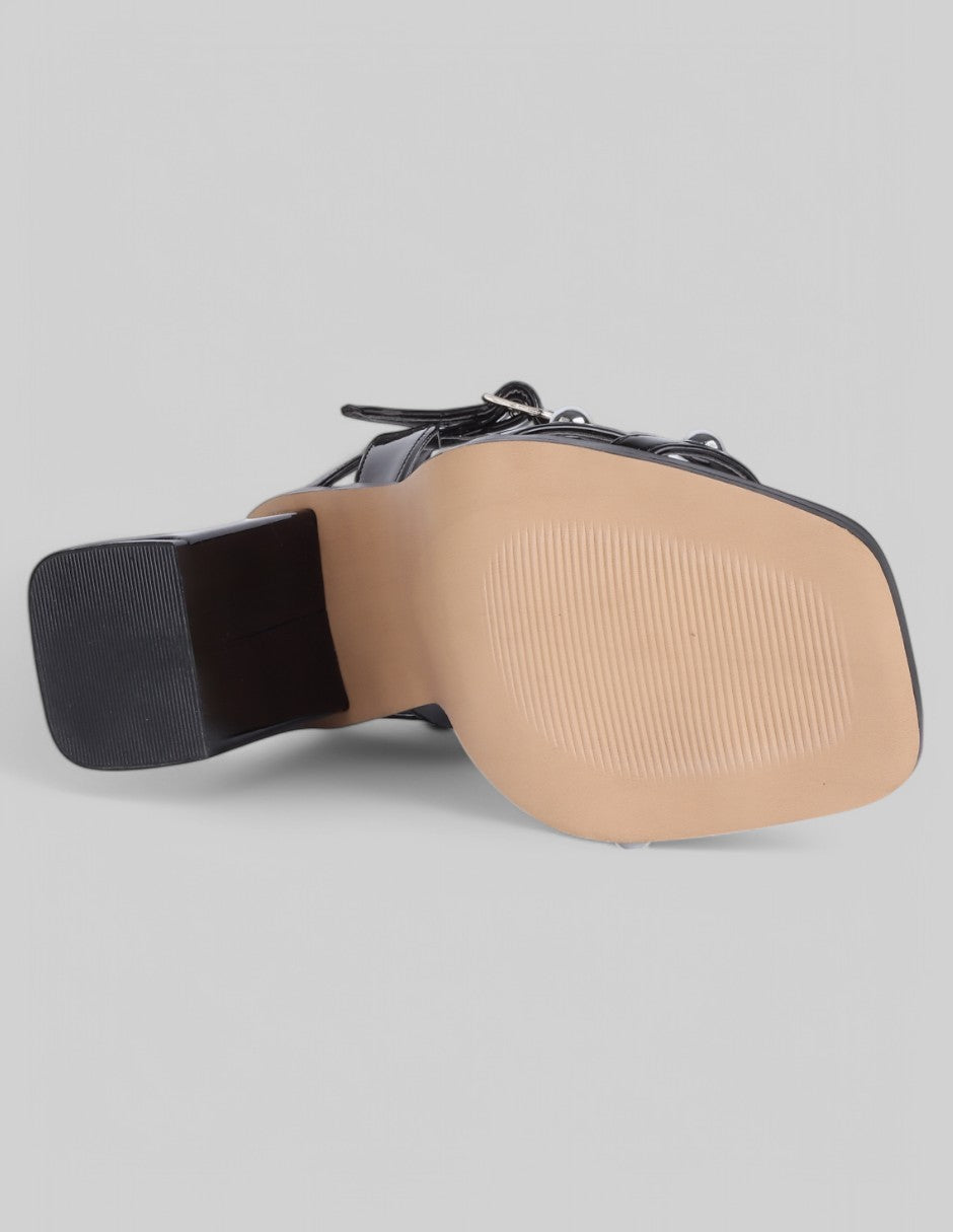 Sandalia con tacón Glam en Charol - Negro