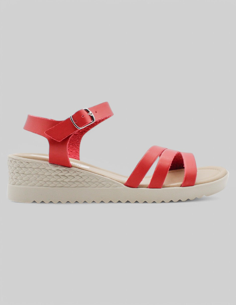 Sandalias con plataforma Daril en Piel vegana - Rojo
