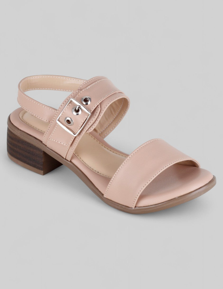 Sandalia con tacón Branka en Piel vegana – Beige