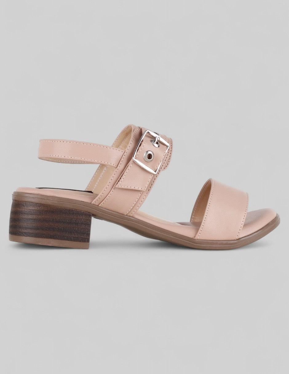 Sandalia con tacón Branka en Piel vegana – Beige