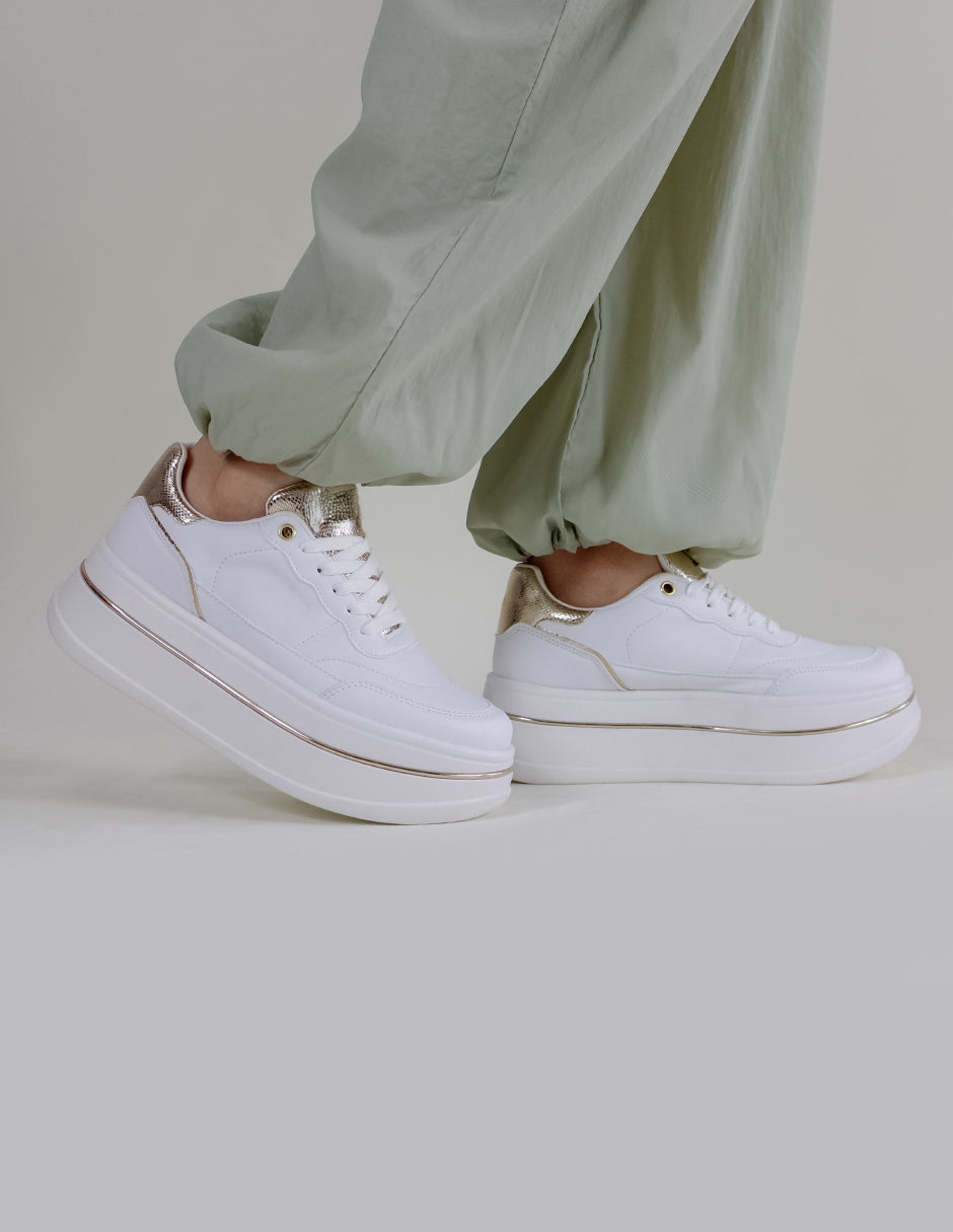 Tenis tipo deportivo  Chunk Piel vegana - Beige