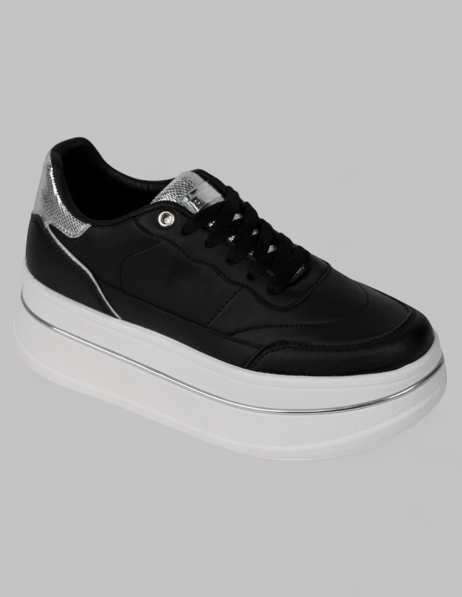 Tenis con cordones Chunk Piel vegana - Negro