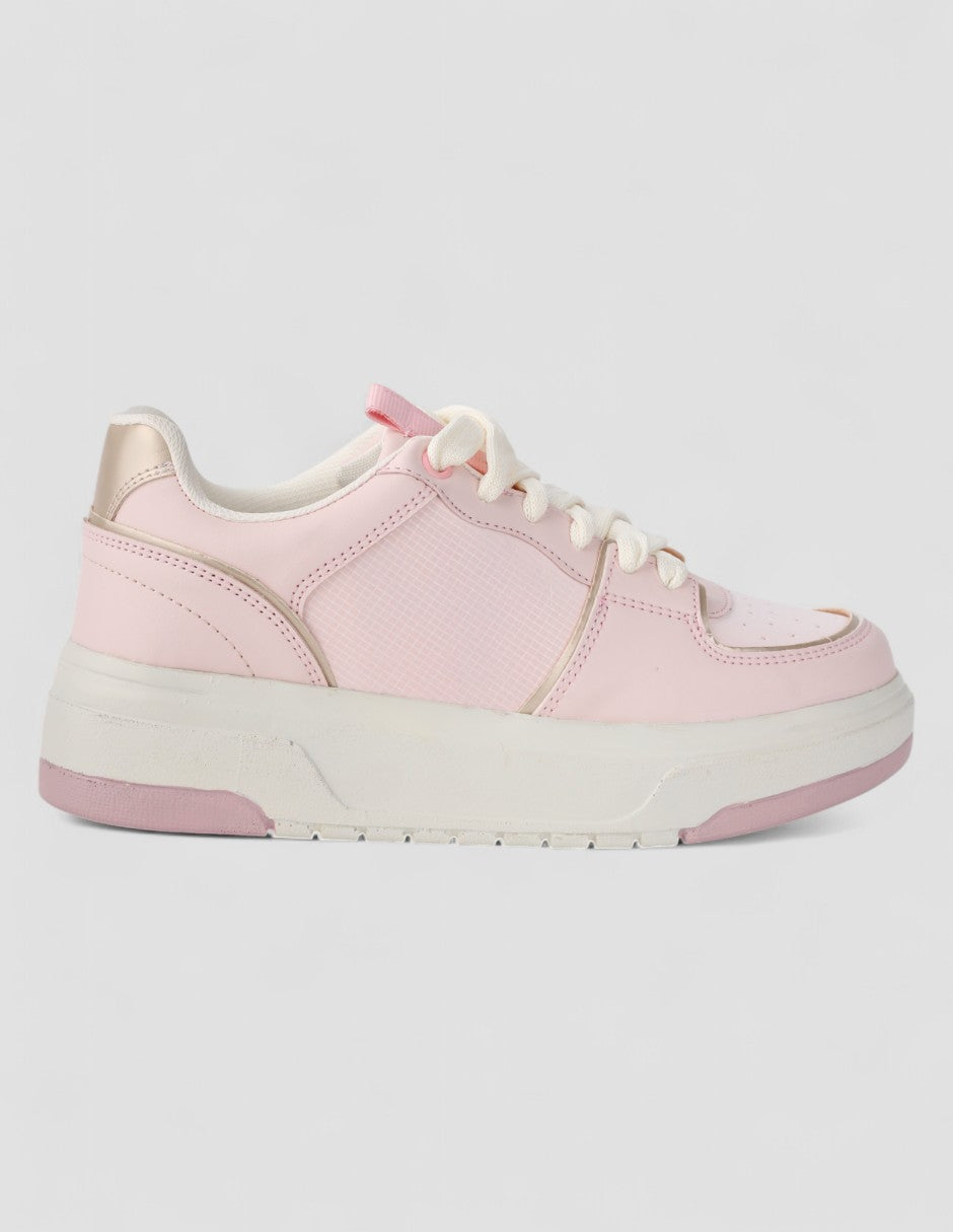Tenis con cordones Exterior Piel vegana Color Rosa Para Mujer De RBCOLLECTION