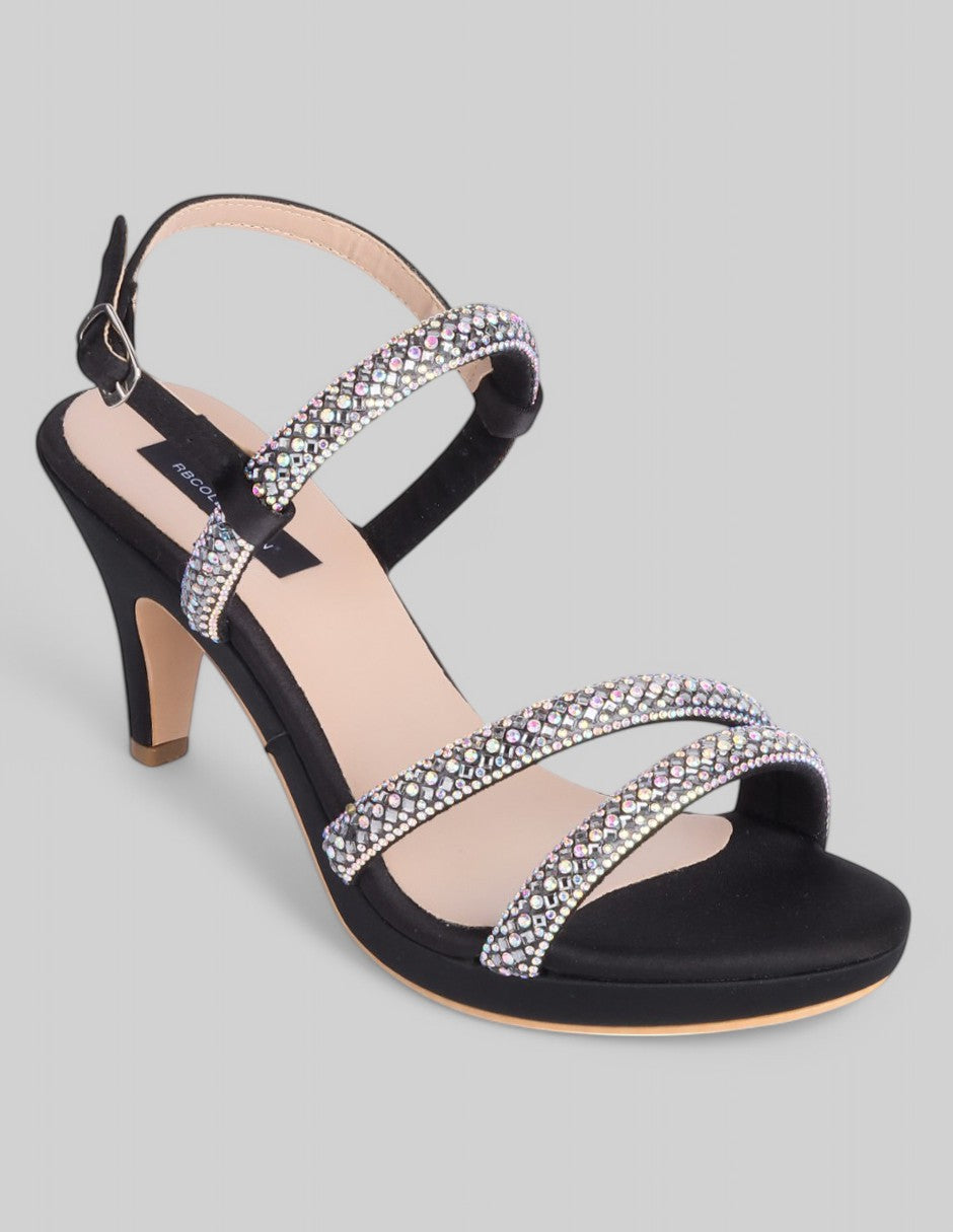 Sandalia con tacón Exterior Sintético Color Negro Para Mujer De RBCOLLECTION