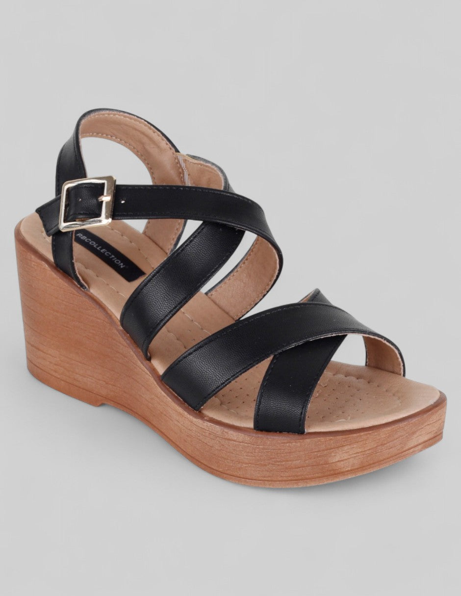 Sandalias con plataforma Naia en Piel vegana – Negro
