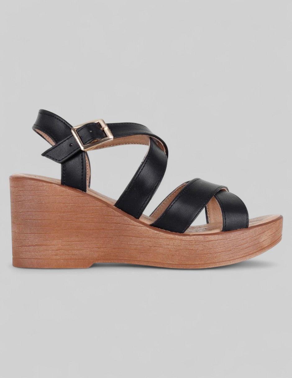 Sandalias con plataforma Naia en Piel vegana – Negro