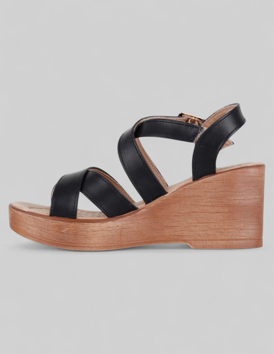 Sandalias con plataforma Naia en Piel vegana – Negro