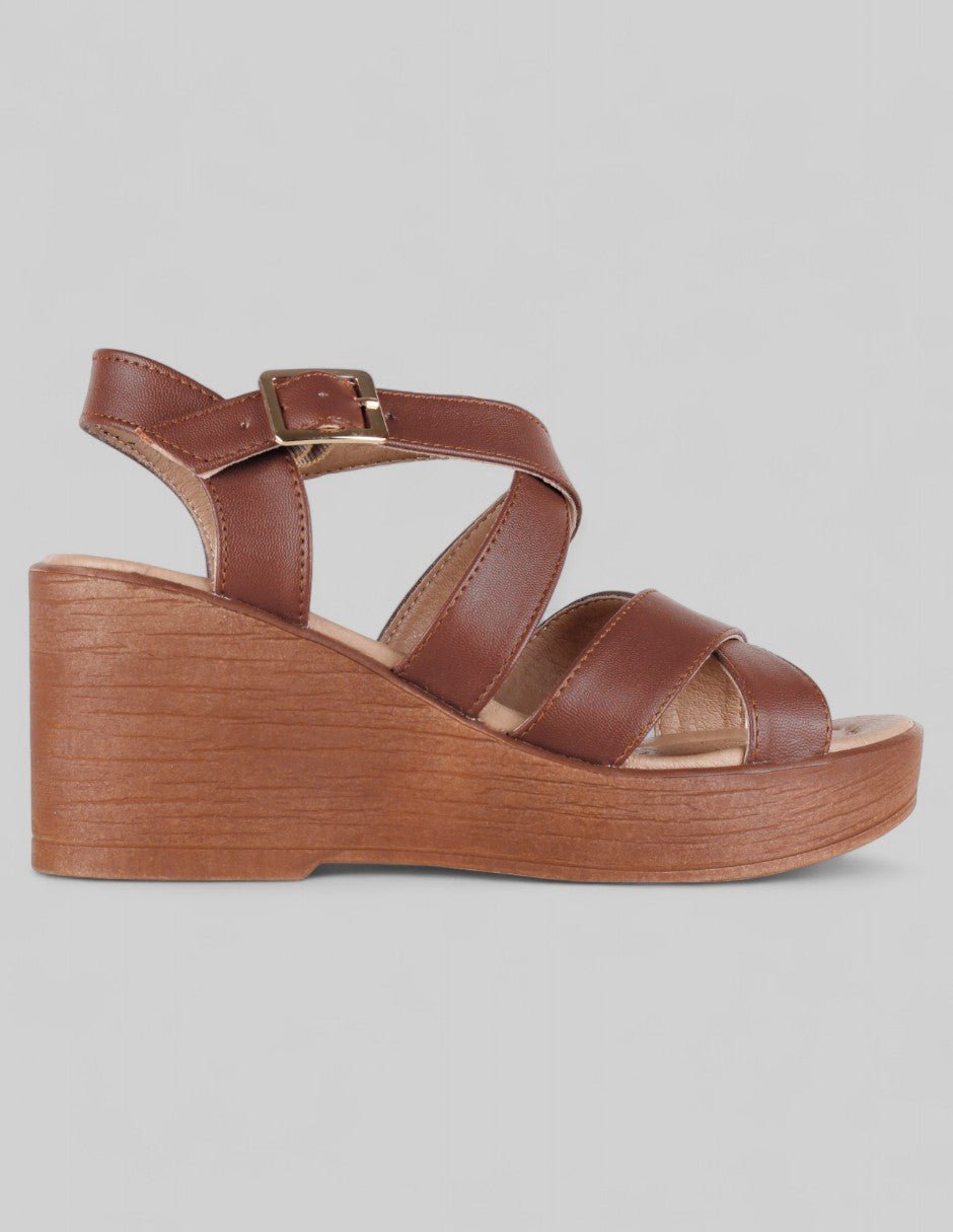 Sandalias con plataforma Naia en Piel vegana – Café