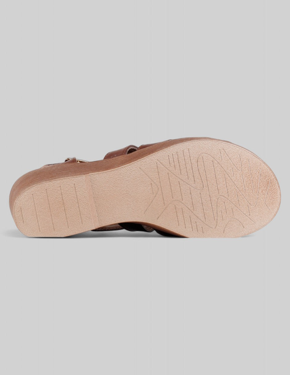 Sandalias con plataforma Naia en Piel vegana – Café