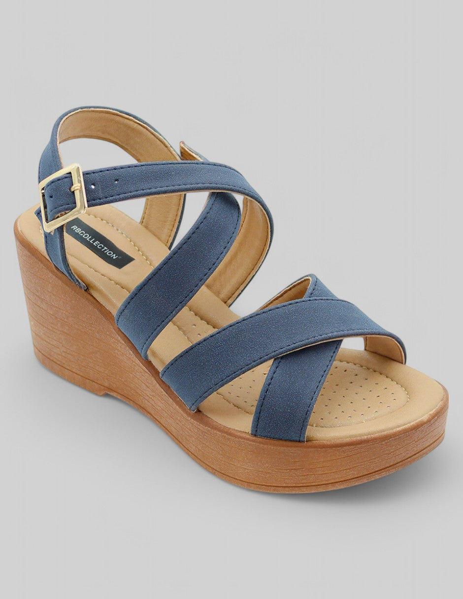Sandalias con plataforma Exterior Piel vegana Color Azul Para Mujer De RBCOLLECTION