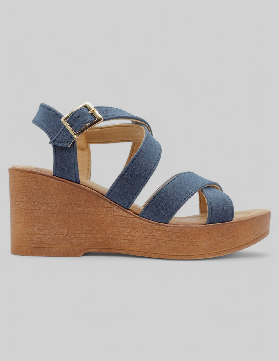 Sandalias con plataforma Been en Piel vegana - Azul