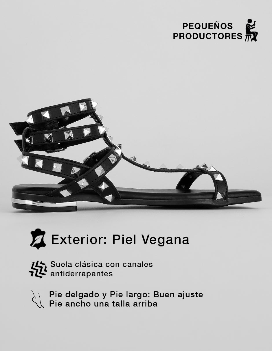 Sandalias de piso Brunna en Piel vegana – Negro