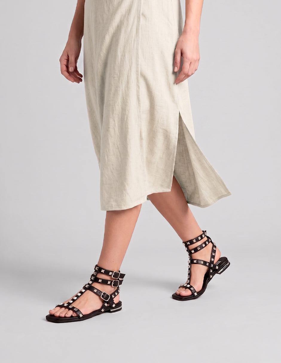 Sandalias de piso Brunna en Piel vegana – Negro