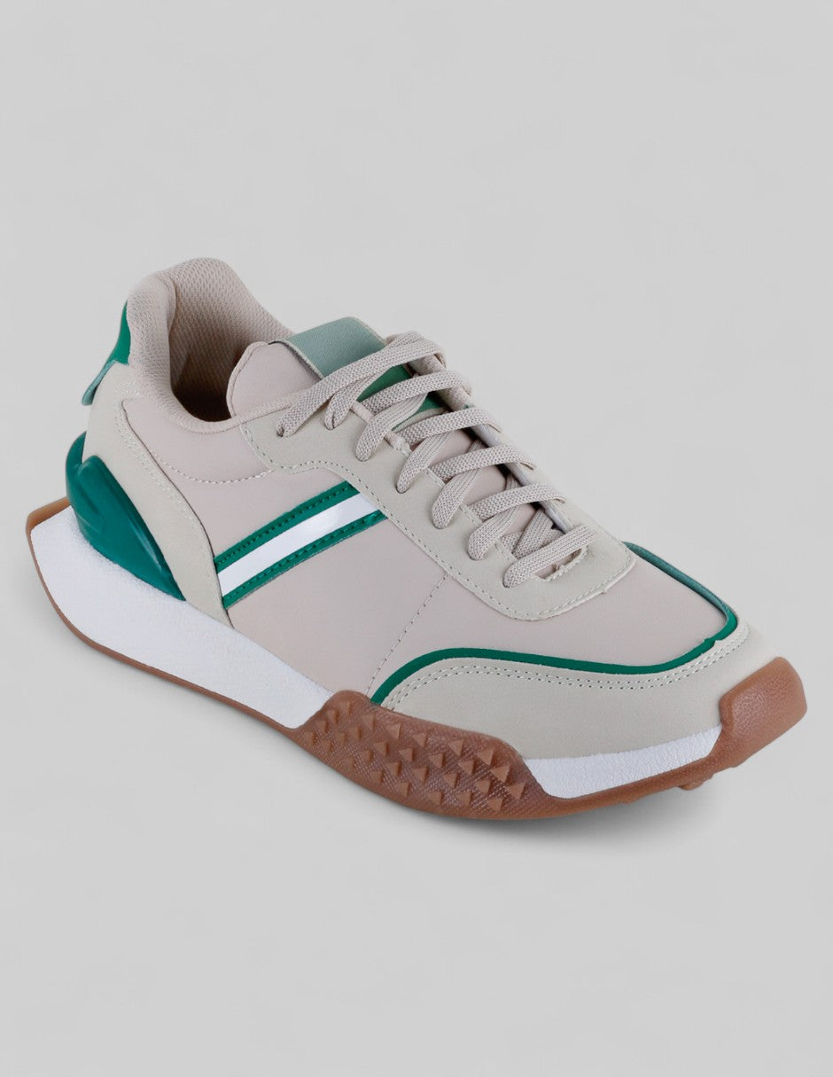 Tenis con cordones Exterior Piel vegana Color Beige Para Mujer De RBCOLLECTION