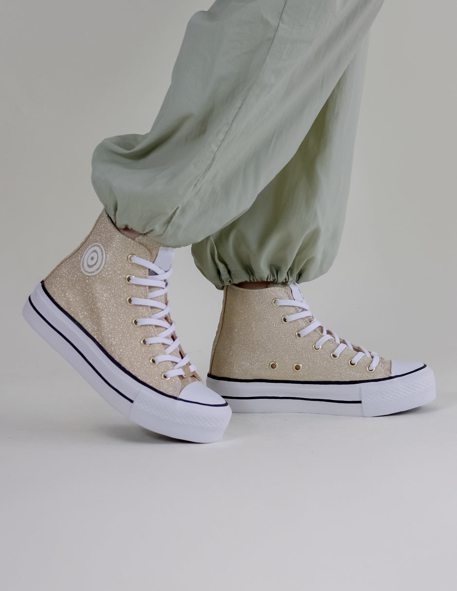 Tenis botín Itala Sintético - Dorado