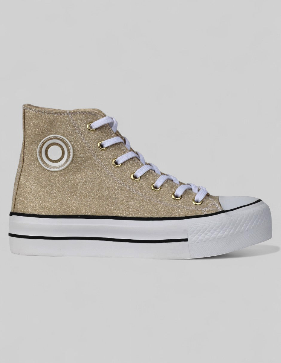 Tenis botín Exterior Sintético Color Oro Para Mujer De RBCOLLECTION