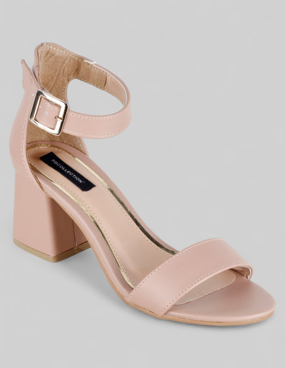 Sandalia con tacón Rice en Piel vegana – Rosa