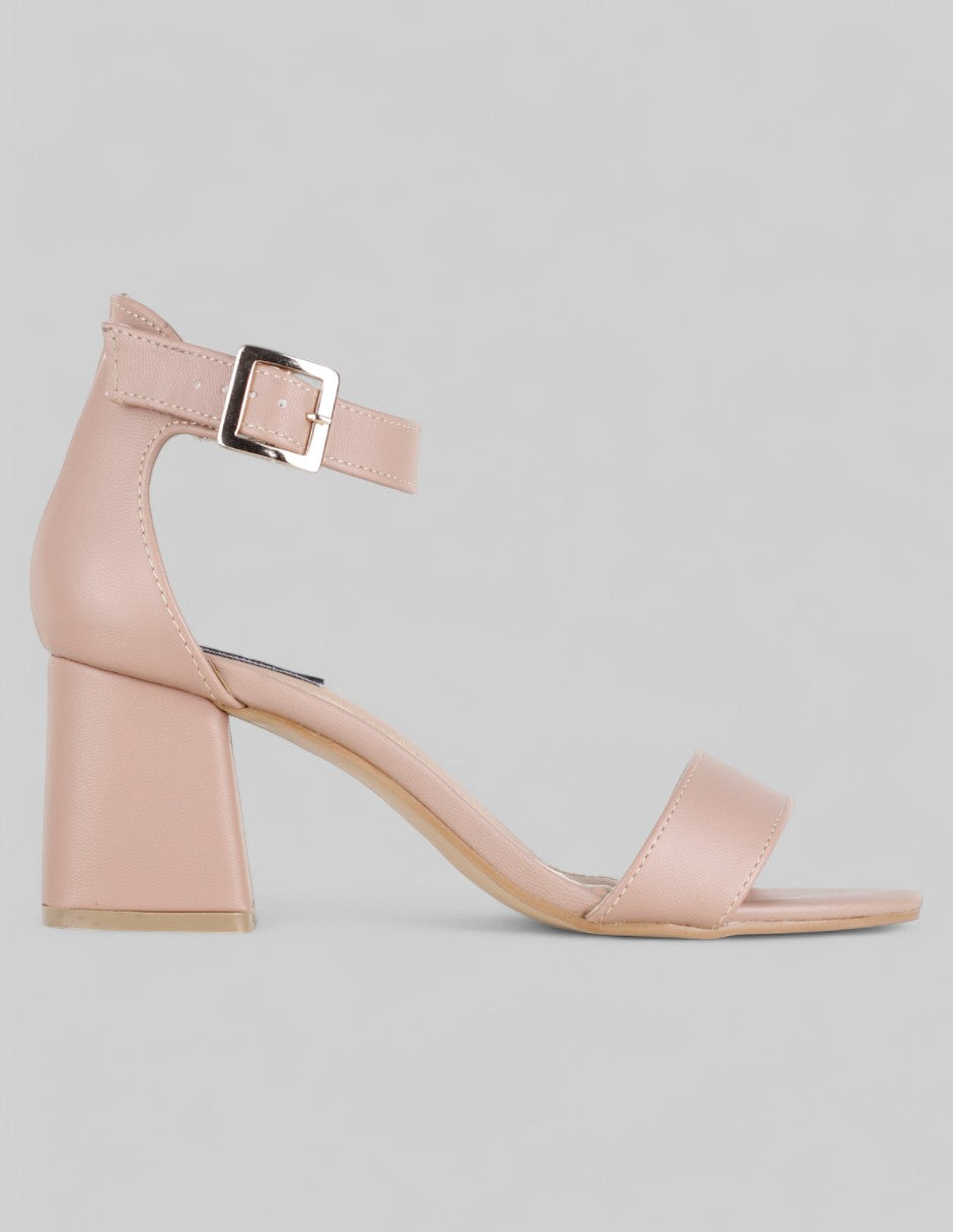 Sandalia con tacón Rice en Piel vegana – Rosa
