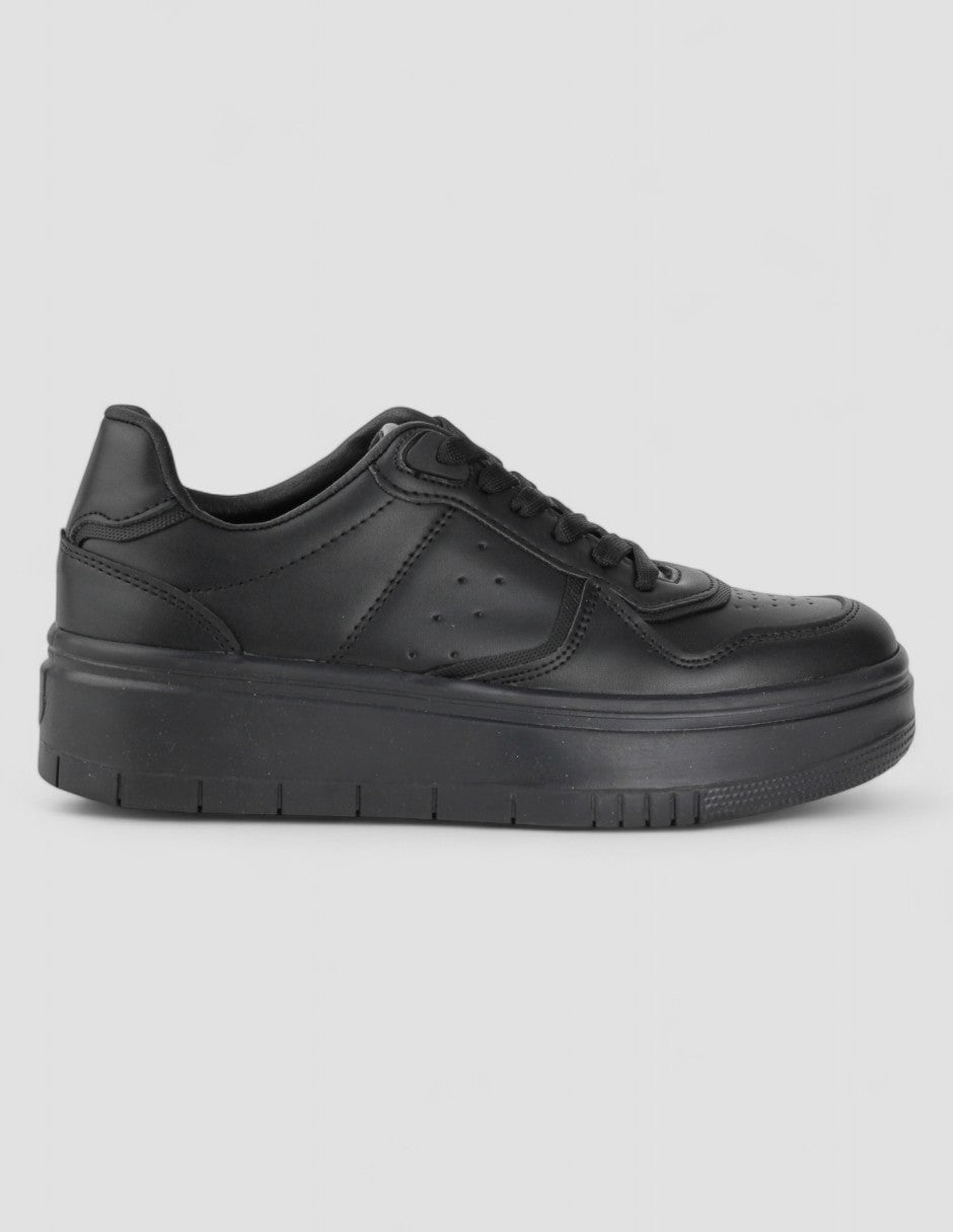 Tenis con cordones Exterior Piel vegana Color Negro Para Mujer De RBCOLLECTION