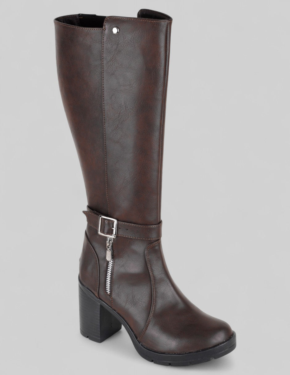 Botas altas Exterior Piel vegana Color Café Para Mujer De RBCOLLECTION