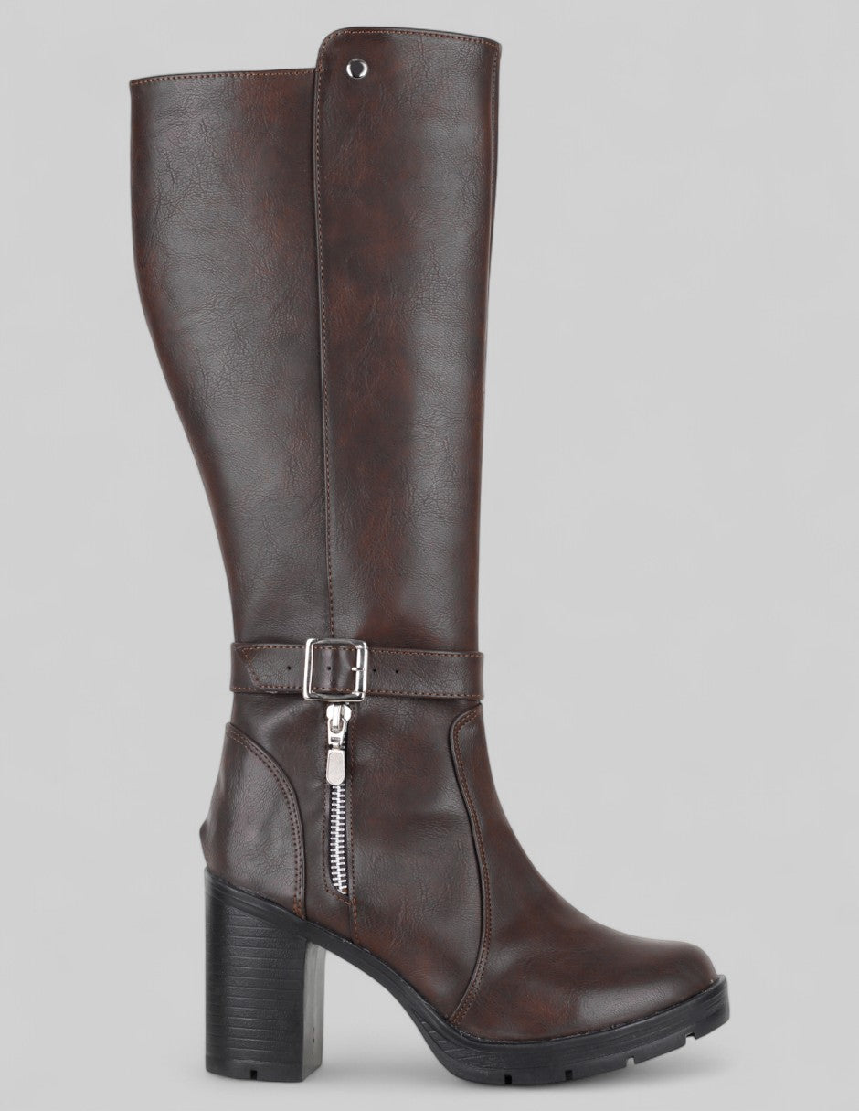 Botas altas Hella en Piel vegana – Café