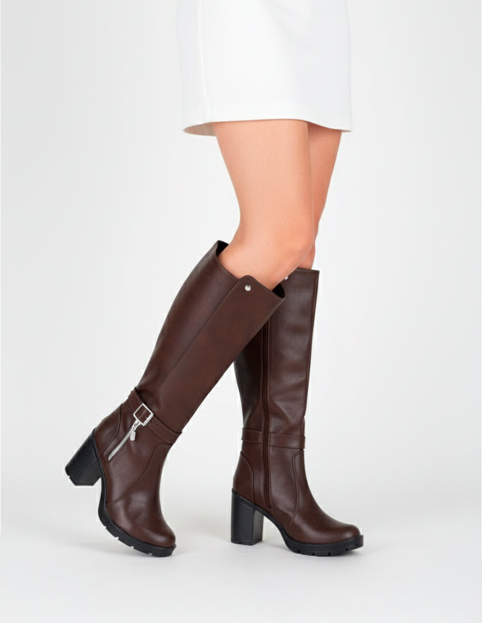 Botas altas Hella en Piel vegana – Café
