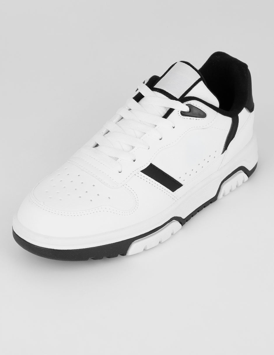 Tenis con cordones  Agle en Piel vegana – Blanco