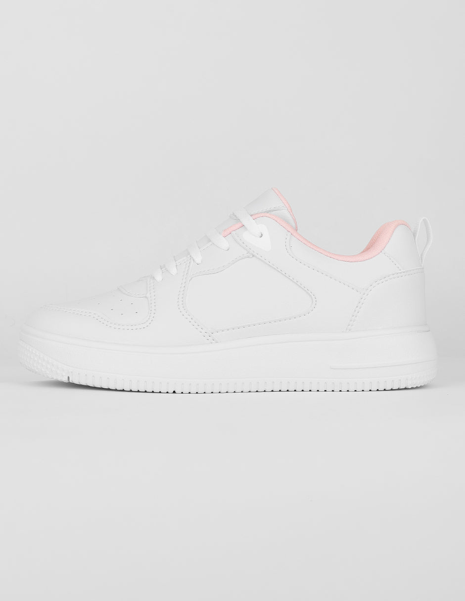 Tenis con cordones Exterior Piel vegana Color Blanco Para Mujer De RBCOLLECTION