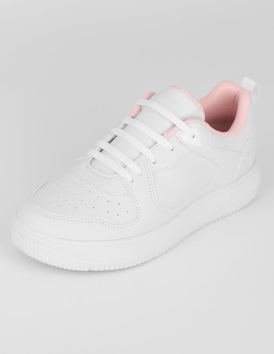 Tenis con cordones  Urban en Piel vegana – Blanco