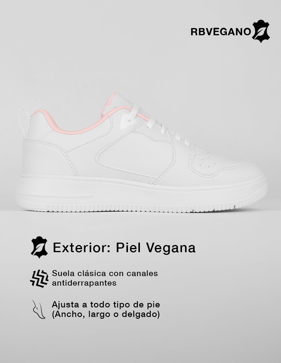 Tenis con cordones  Urban en Piel vegana – Blanco