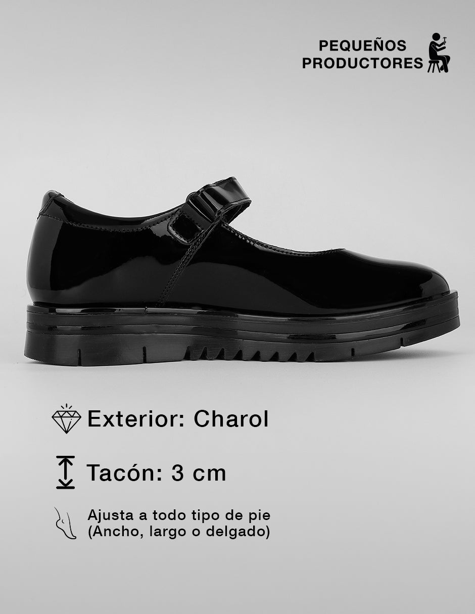 Mary jane Natura en Charol – Negro