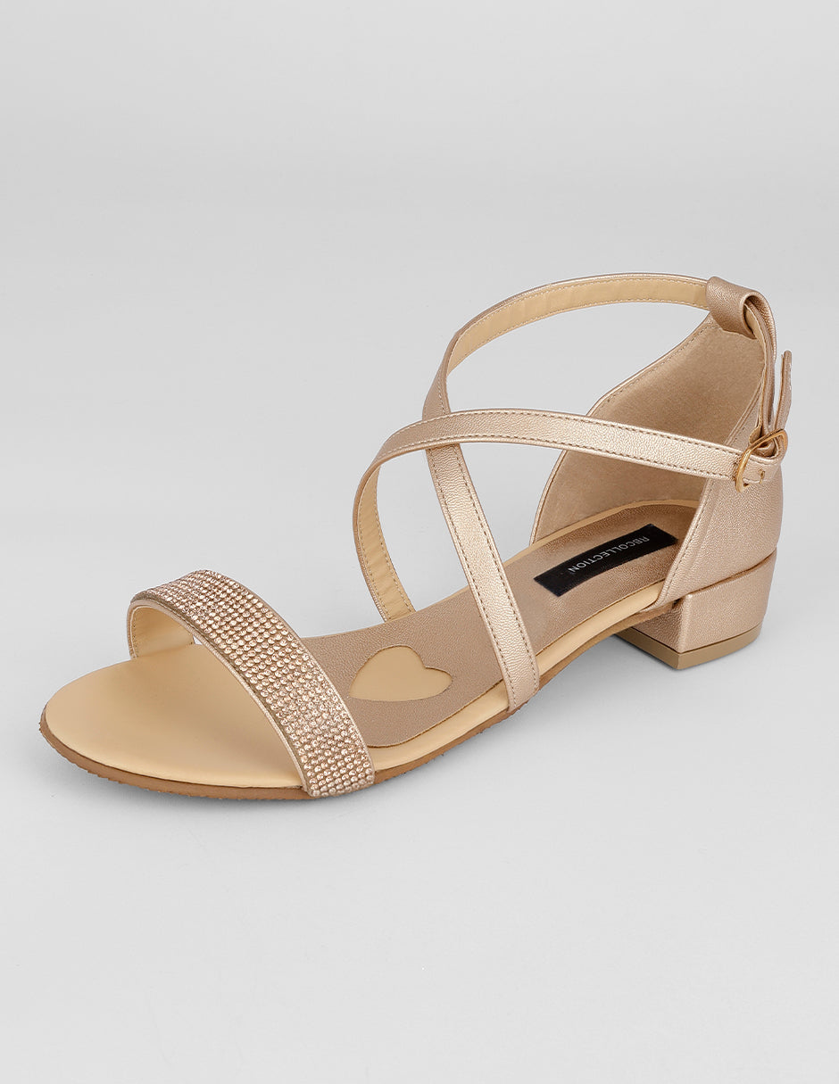 Sandalia con tacón Glowm en Sintético – Dorado