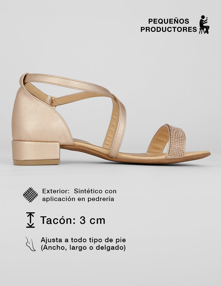 Sandalia con tacón Glowm en Sintético – Dorado