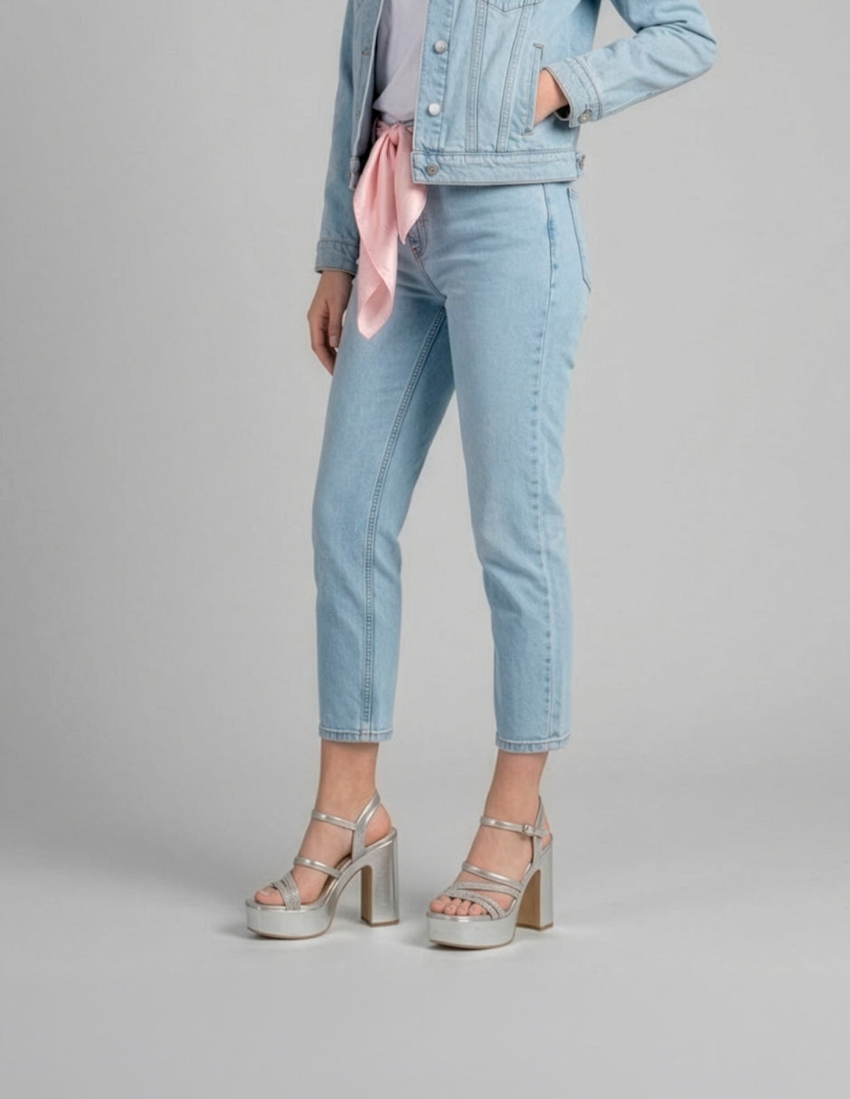 Sandalia con tacón Glowm en Sintético – Plata