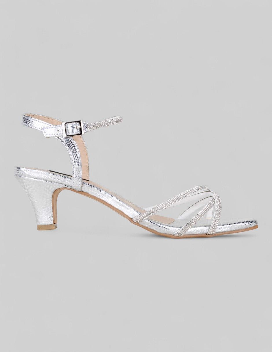 Sandalia con tacón Glowm en Sintético – Plata