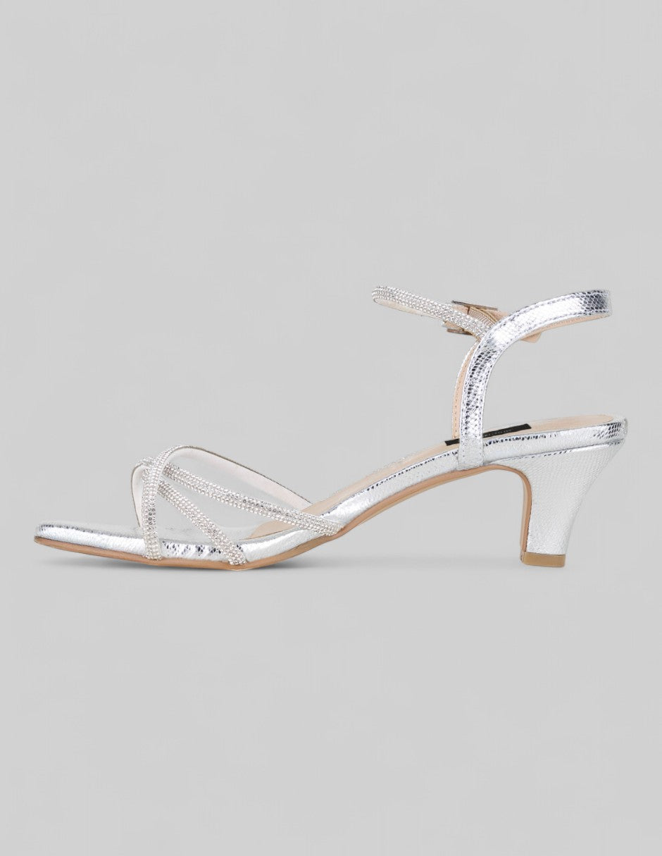 Sandalia con tacón Glowm en Sintético – Plata