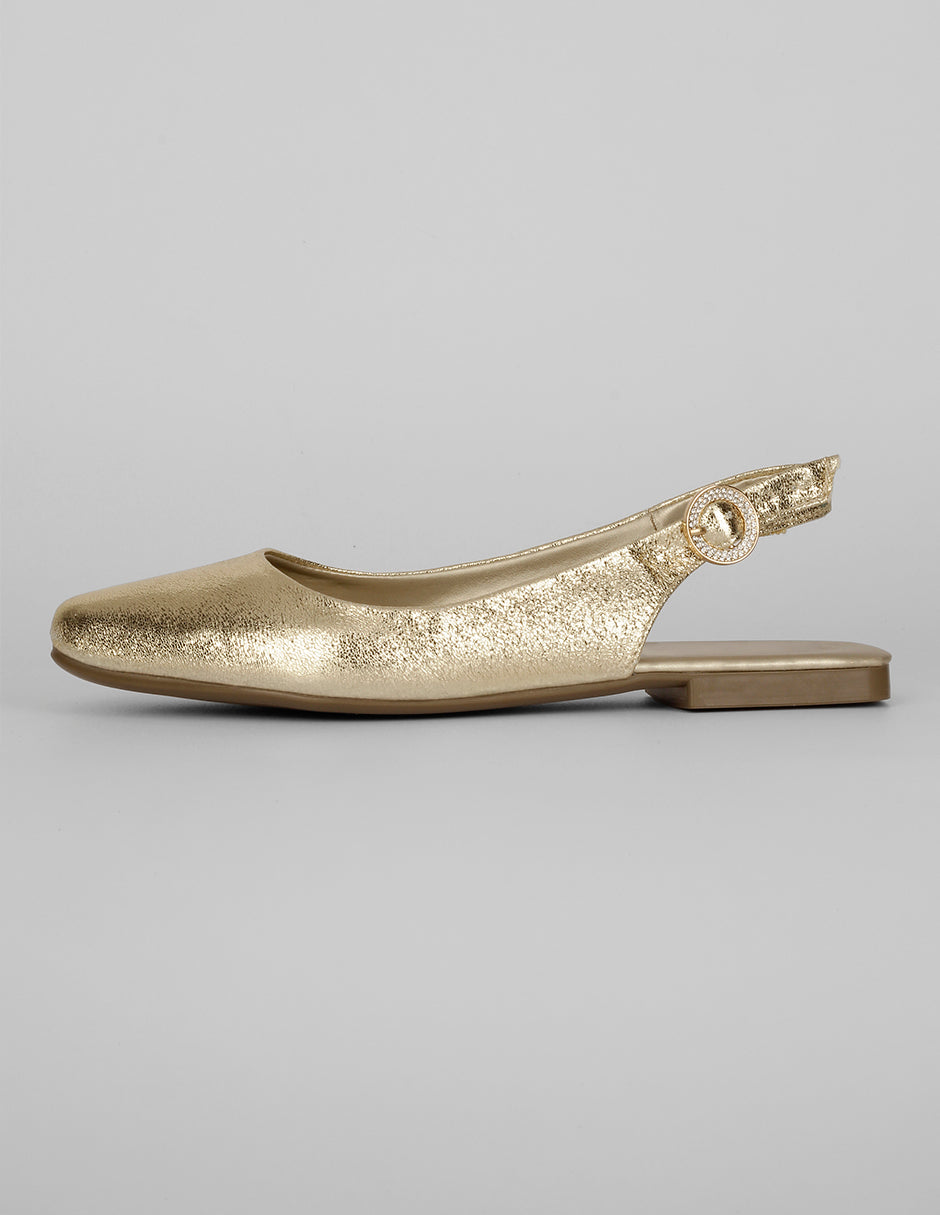 Flats puntales Exterior Sintético Color Dorado Para Mujer De RBCOLLECTION