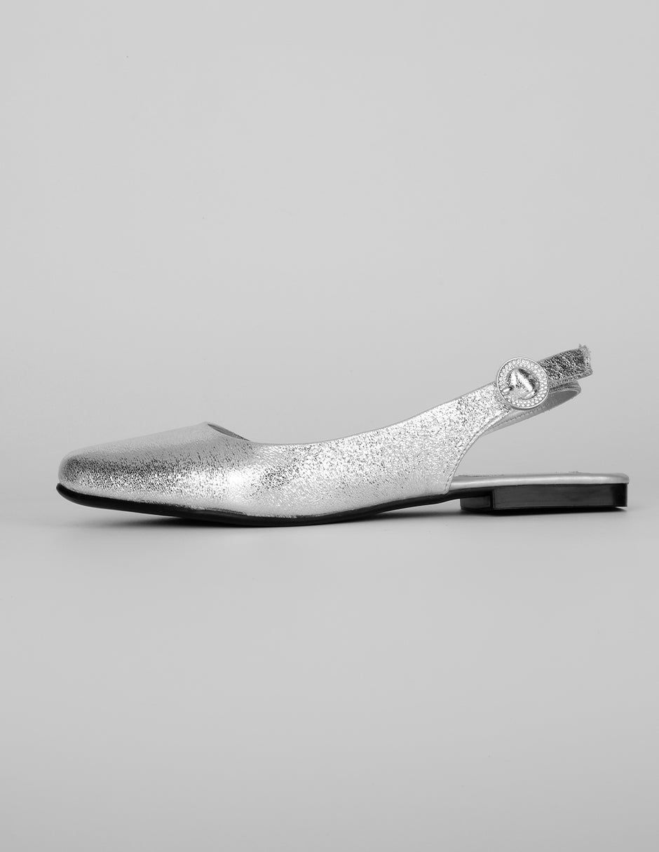 Flats puntales Exterior Sintético Color Plata Para Mujer De RBCOLLECTION