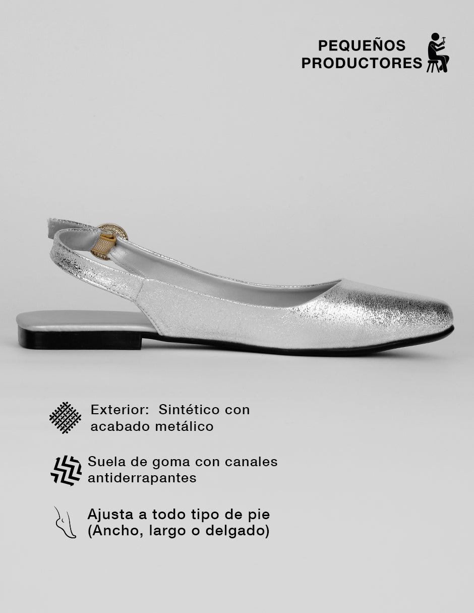 Flats puntales Onne en Sintético – Plata