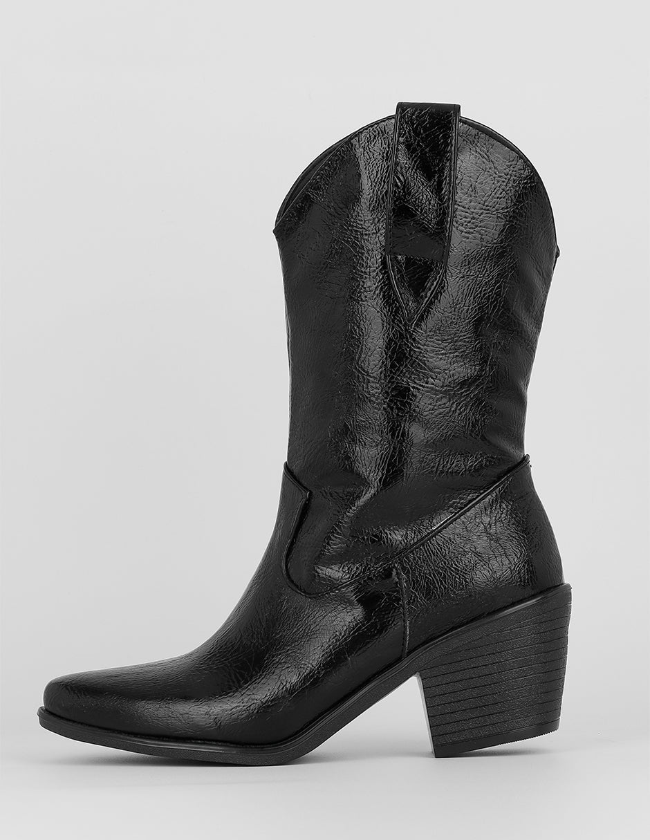 Botas tipo western Exterior Piel vegana Color Negro Para Mujer De RBCOLLECTION