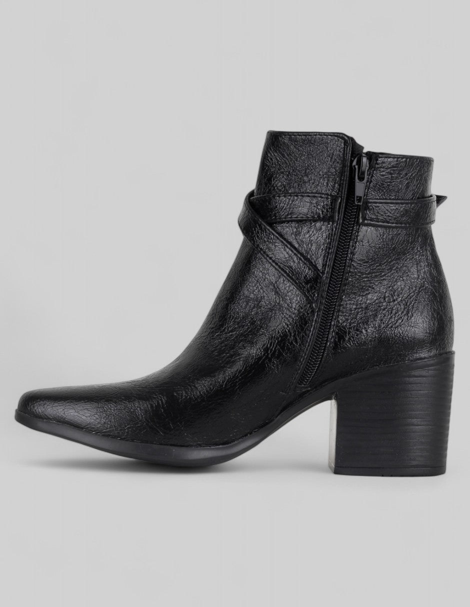 Botín con tacón Aurora en Piel vegana – Negro