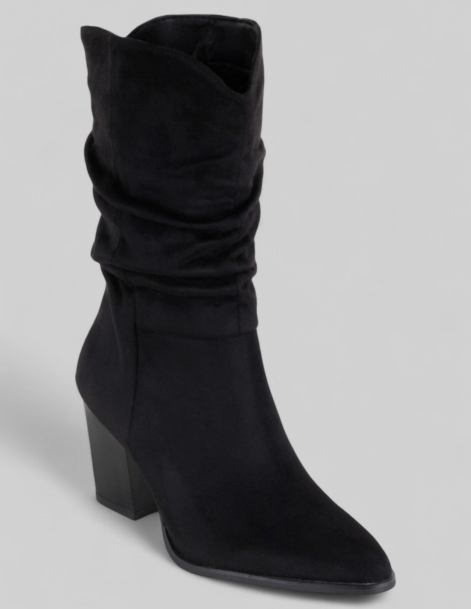 Botín con tacón Exterior Gamuza Color Negro Para Mujer De RBCOLLECTION