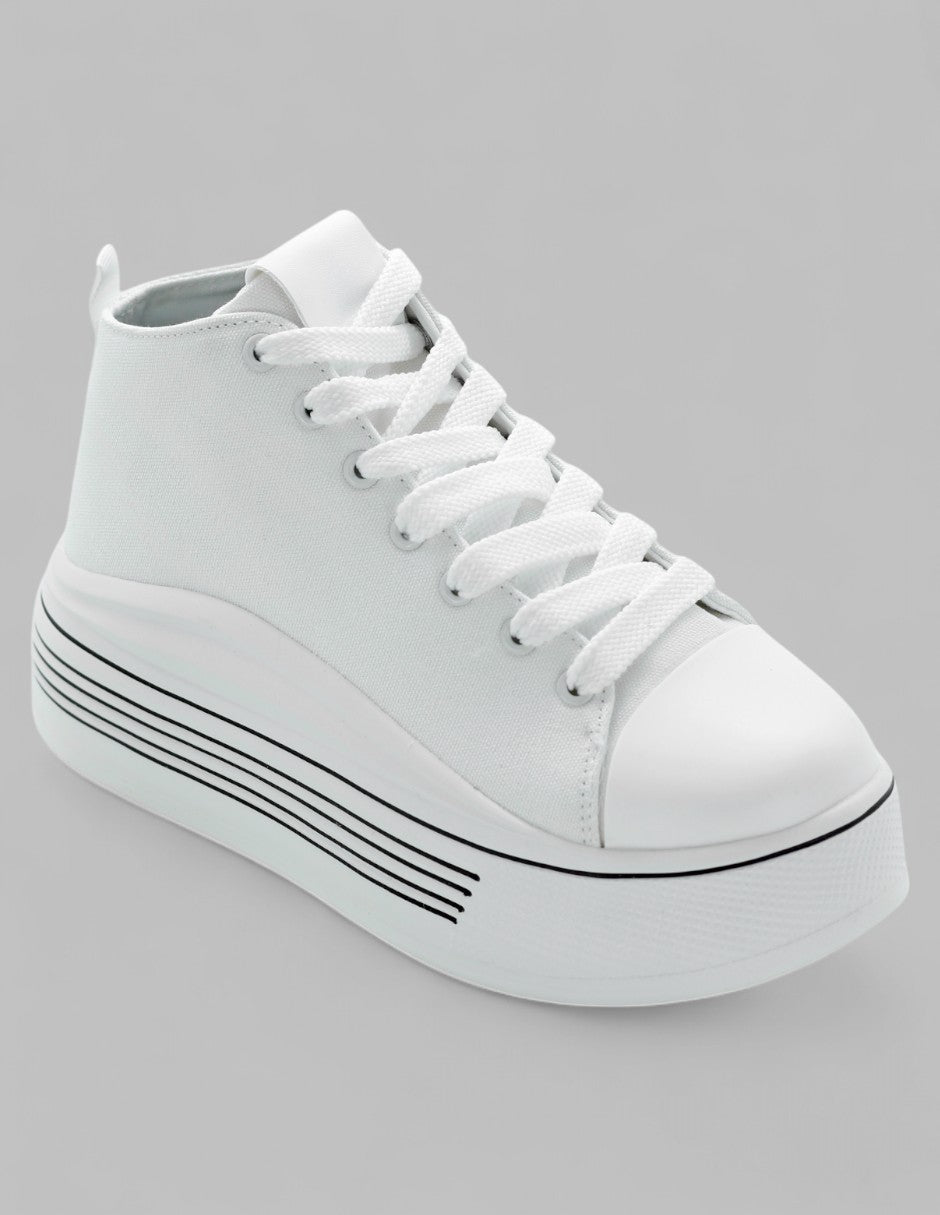 Tenis Botín Exterior Textil Color Blanco Para Mujer De RBCOLLECTION